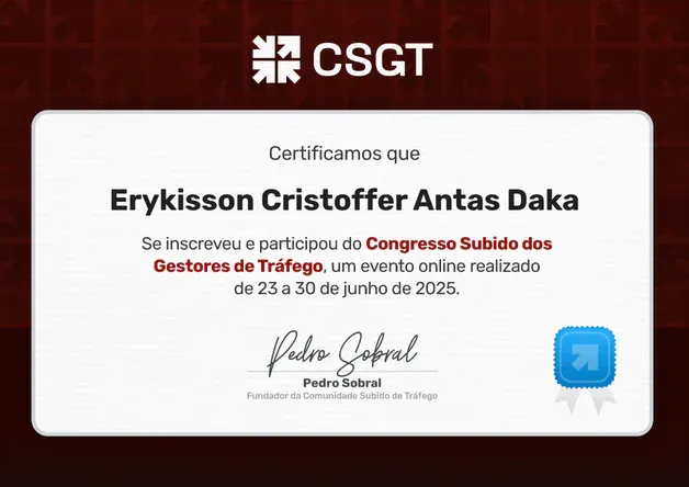 Certificado: Congresso Subido dos Gestores de Tráfego