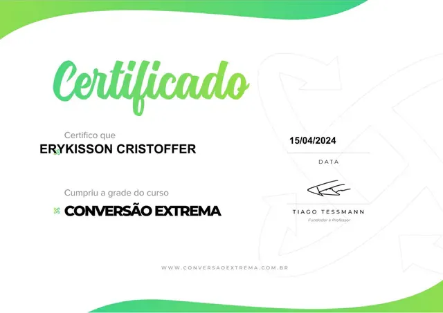 Certificado: Curso Conversão Extrema